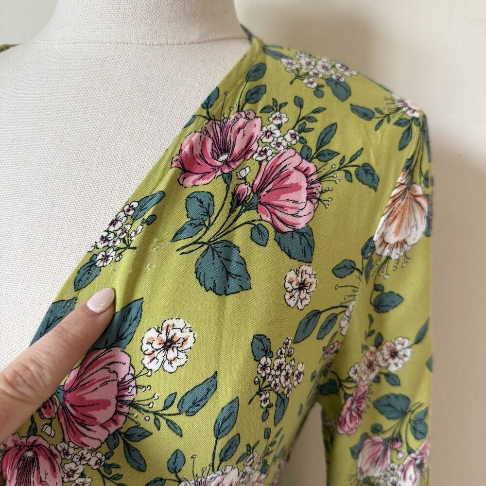Womens Boho Floral True Wrap Bell Sleeve Maxi Dress Spring Wedding Guest Travel - Picture 4 of 16
